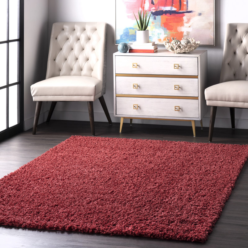 Abbiss Power Loom Red Rug, Rectangle 2'8" x 6'