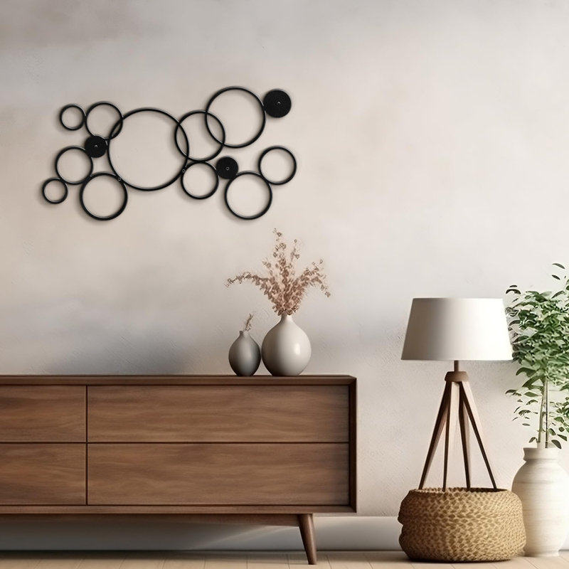 Décoration murale en métal, H 15 po x l 30 po x P 0,05 po, Noir