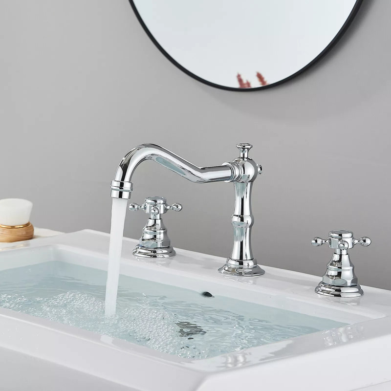 Robinet de lavabo de salle de bain 8 pouces à 2 poignées et 3 trous avec robinet de meuble-lavabo et robinet de lavabo