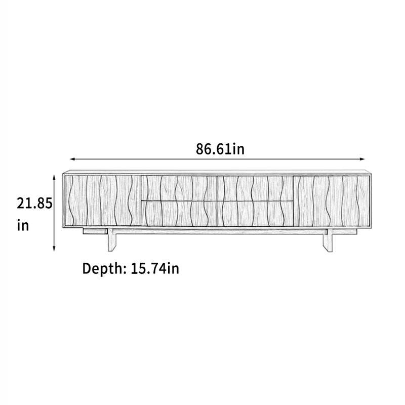 Modern Minimalist TV Stand, 86.61", Brown