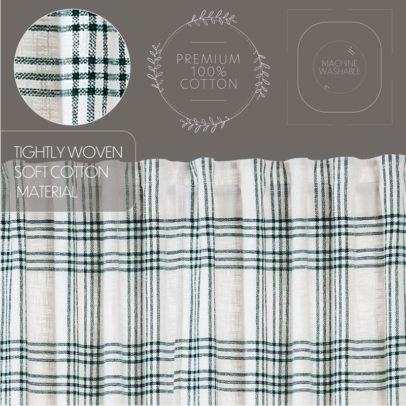 Pine Grove Plaid Cotton Tailored Valance in Green and White