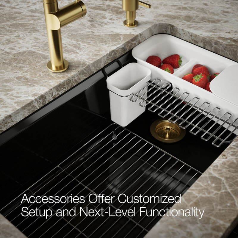 Riverby 33" x 22" x 9-5/8" Under-Mount Single-Bowl Kitchen Sink with Accessories, Black
