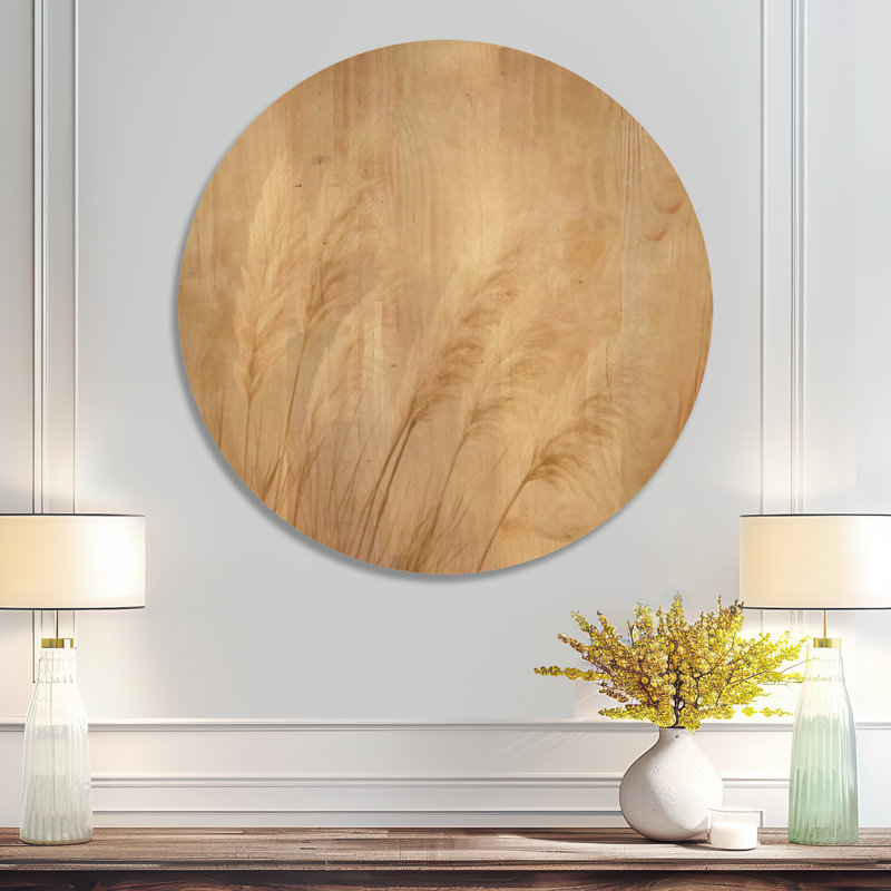 Douce pampa brise - planche de bois boho crème, impression d'art mural, 36" Round, Rond