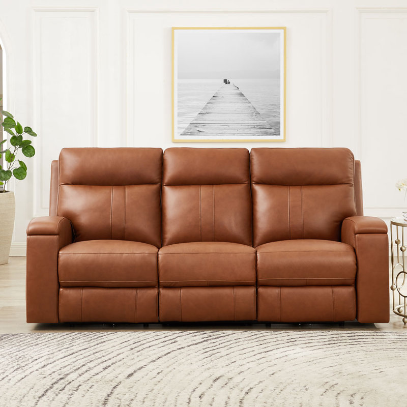 Diahanna 86'' Leather Reclining Sofa