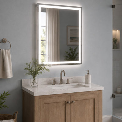 Miroir de salle de bain mural rectangulaire à DEL sans cadre l 30 po x H 36 po Iris
