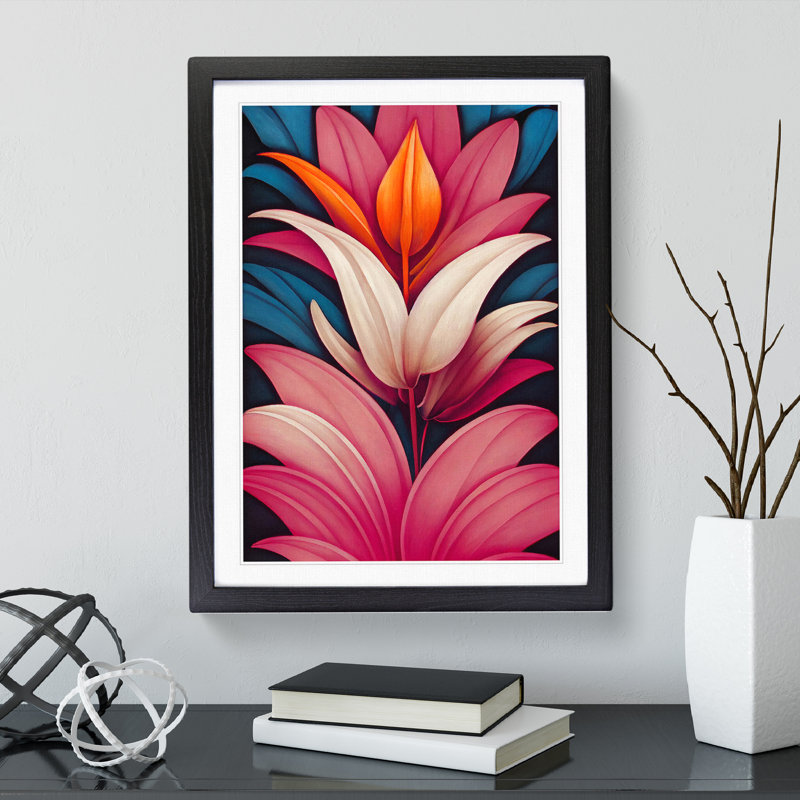 The Lively Flowers - Single Picture Frame Print, Black Framed, 64cm H x 46cm W x 2cm D