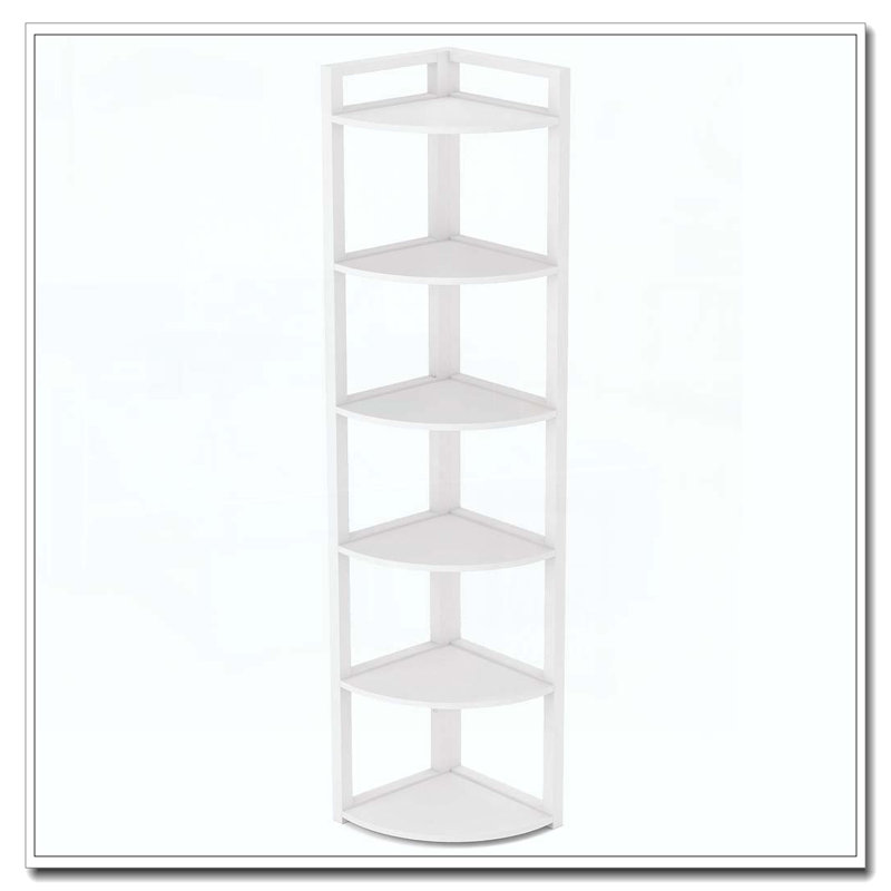 70.87" Tall 6-Tier  Corner Bookshelf Storage Shelf For Living Room & Office, White