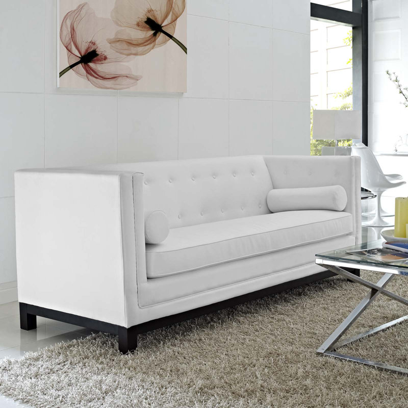 Imperial Sofa, White Faux Leather