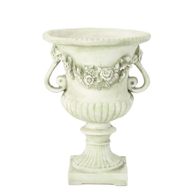 White Lightweight Concrete Urn For Garden - 17.08"W X 17.08"D 23.8"H, No Assembly Required, Magnesium Oxide Planter 17.08" Width Depth 23.8" Height, Assembly,