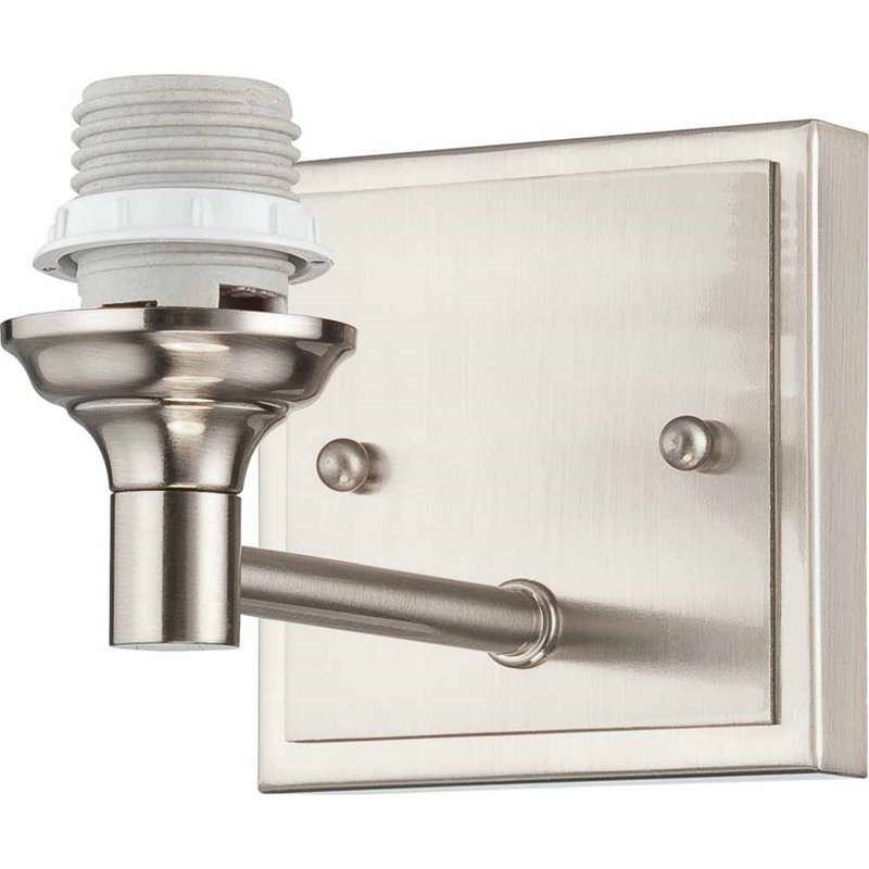 Milena 1-Light Brushed Nickel Steel Armed Wall Sconce No Shade, Brushed Nickel