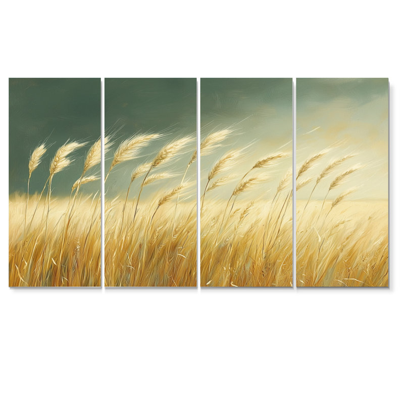 «Green Golden Wheat», ensemble d'art sur toile, H 32 po x l 64 po