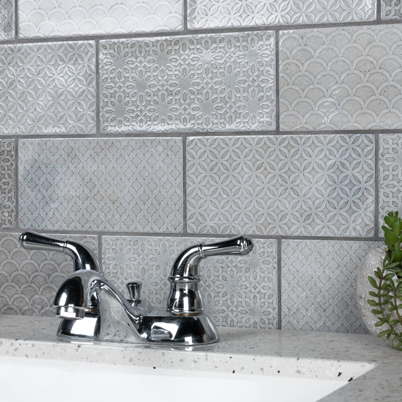 Camden 8" x 4" Ceramic Patterned Subway Tile, Beige