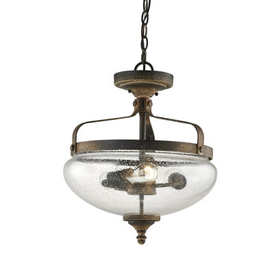 Amberle Seeded Glass Semi Flush Mount