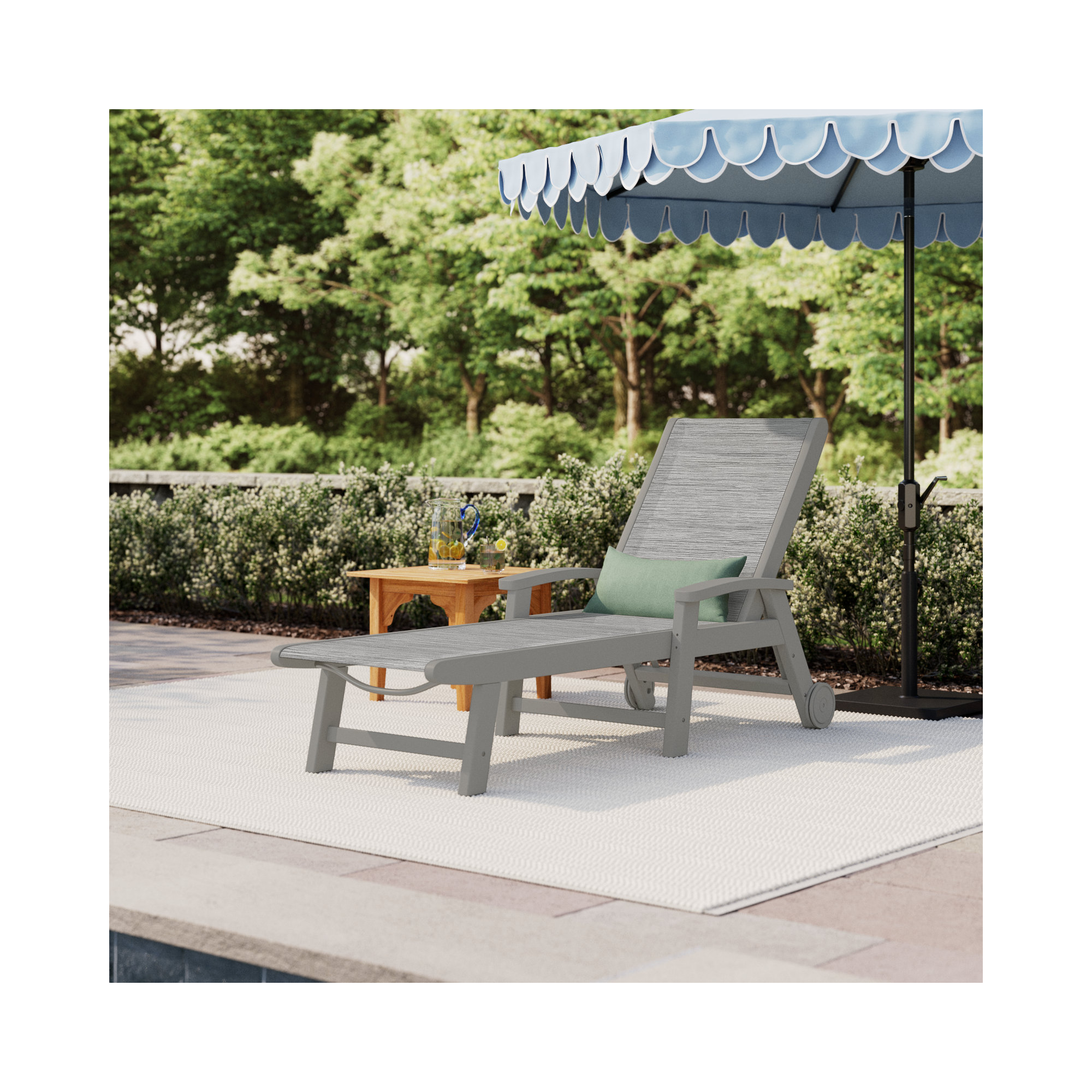 POLYWOOD Coastal Chaise with Wheels, Slate Gray, Metallic