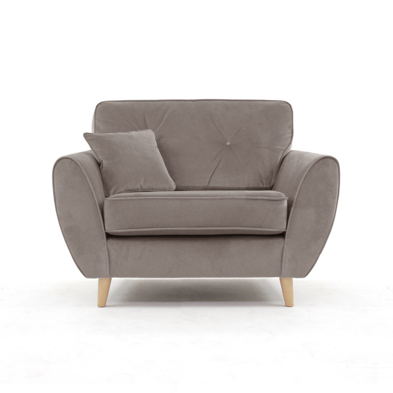 Rafe Scandi Style Velvet Loveseat, Taupe Velvet