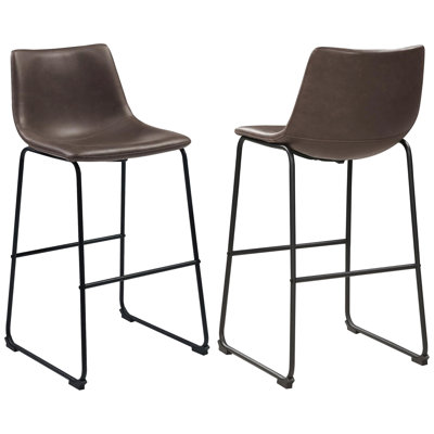 Tabourets de bar brun et noir (2 unités) - Des sièges élégants pour les rassemblements. Revêtu de brun bicolore. Pied piédestal confortable. La conception classique convient à divers espaces. Style industriel. H 39,5 po x