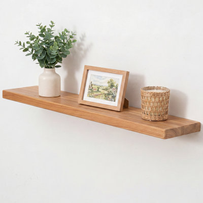 Rustic Reclaimed Elm Wood Wall Mounted Floating Shelf with Rounded Corners