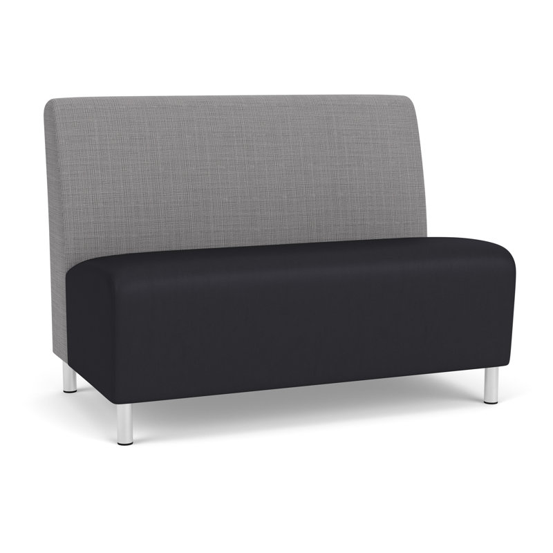 Causeuse sans accoudoirs Ravenna, Acier brossé, Gris Chambray / noir Patriot Plus