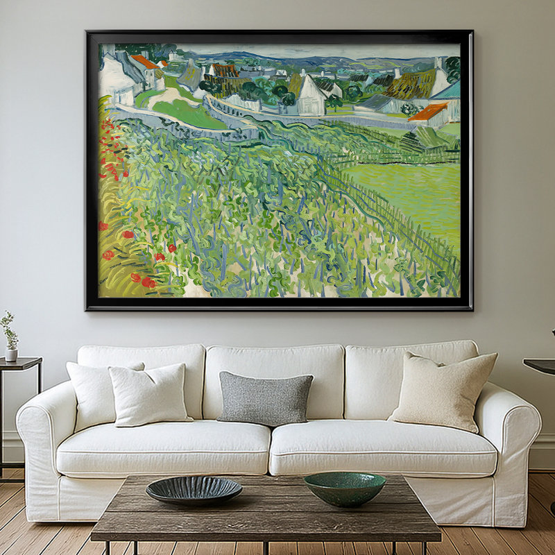 Les vignobles d'Auvers-Vincent van Gogh - Toile tendue avec châssis, 1890, 30 x 5 x 42,5, Toile avec cadre, Noir