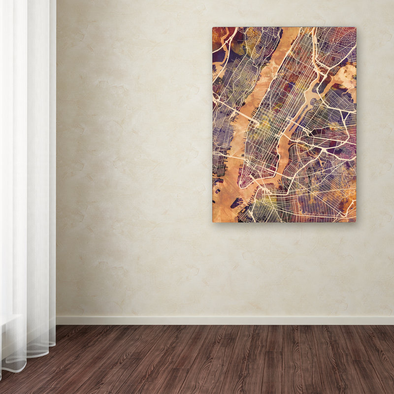 « new york city street map », reproduction d’impression sur toile, H 32 po x l 24 po x P 2 po