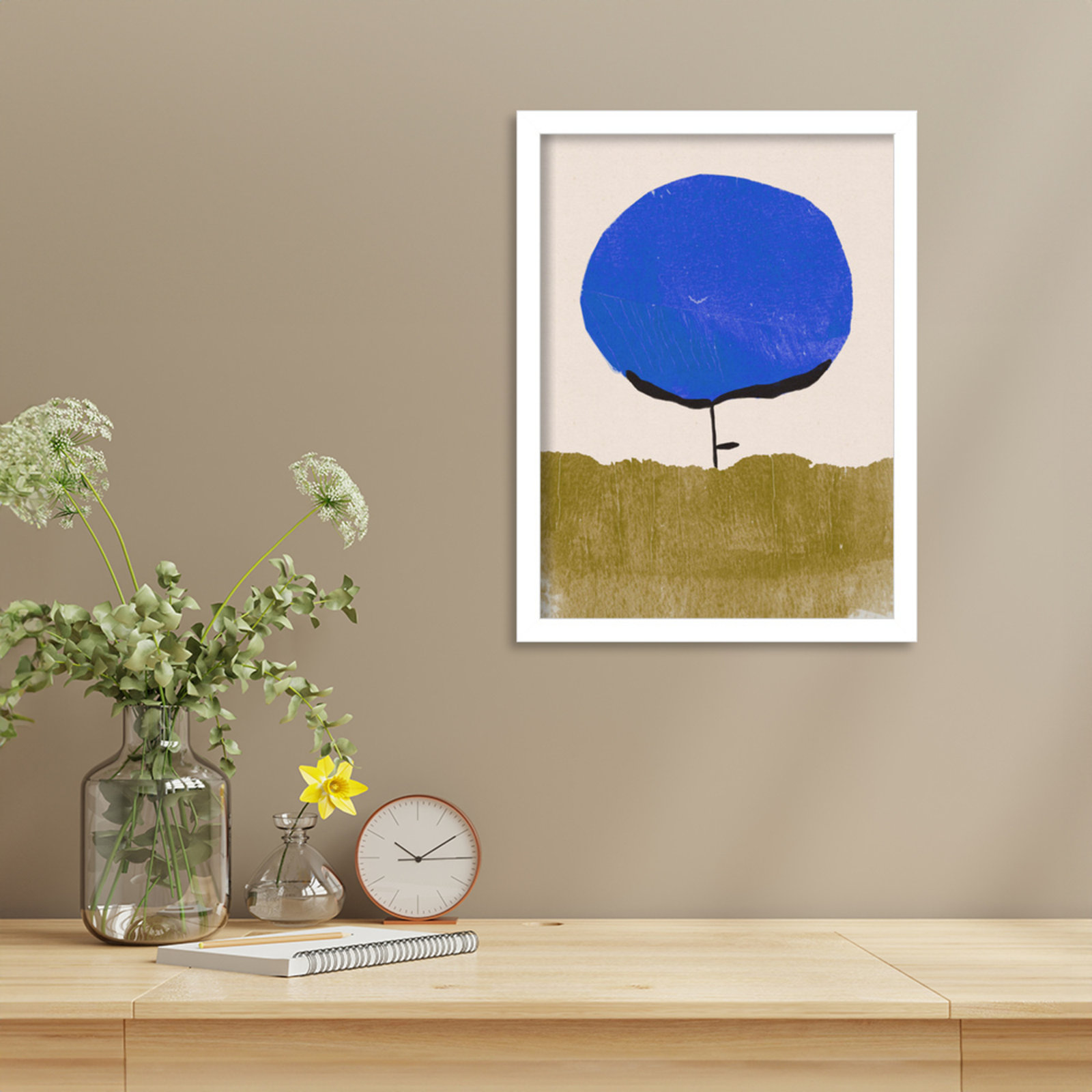 Blue Flower Print by Alisa Galitsyna, White, 17" H x 13" W