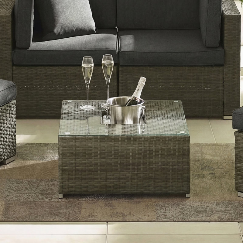 Miacomet PE Rattan Garden Coffee Table & Ice Bucket - Modern Gardens and Patios, Grey