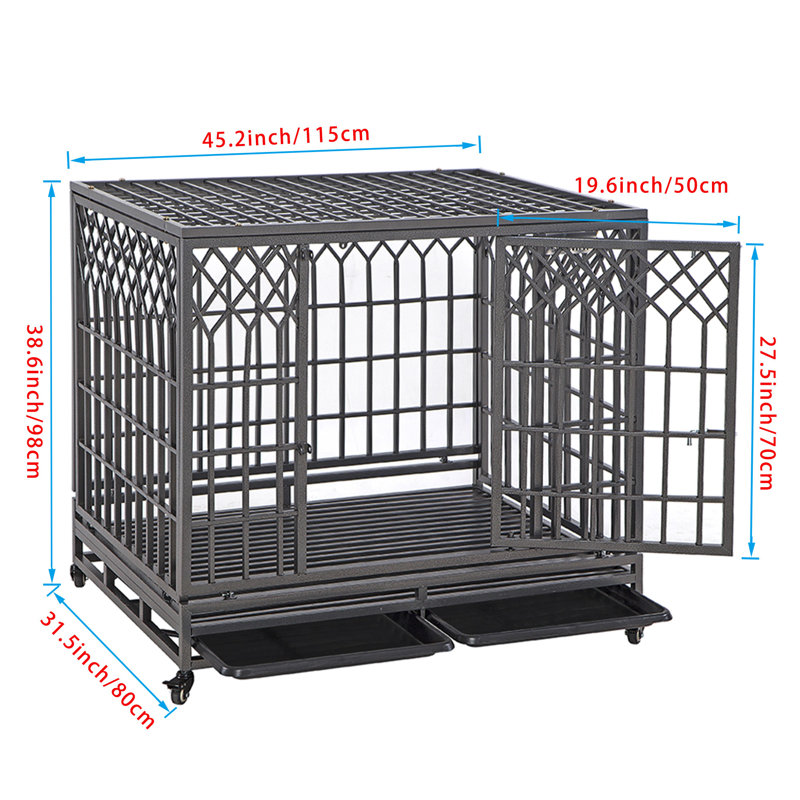 Cage pour chien robuste Gianina, Noir, H 38,6 po x l 45,2 po x P 31,5 po