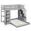 Lit superposé simple au-dessus de double avec tablettes à 3 couches, structure de lit mezzanine en bois avec 4 tiroirs et escalier de rangement, aucun sommier requis-1070365097