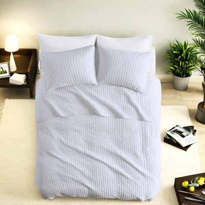 Ensemble de literie réversible pour très grand lit, coton riche blanc