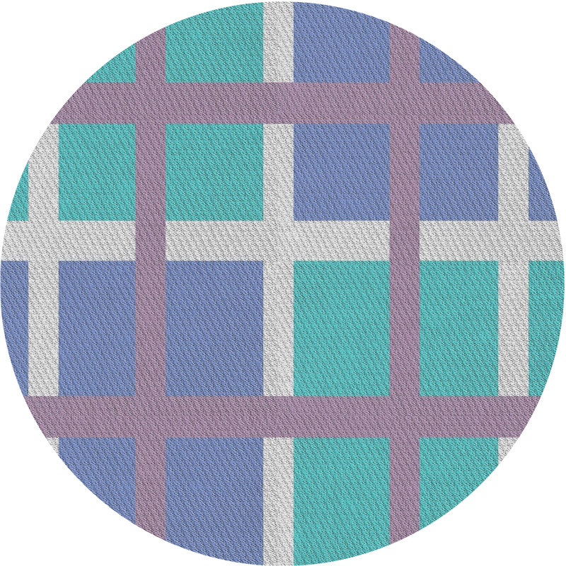 Tapis géométrique bleu / vert Antonya, Rond 7 pi