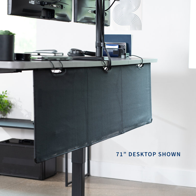 Black Cable Management Desk Organizer, 15" H x 60" W