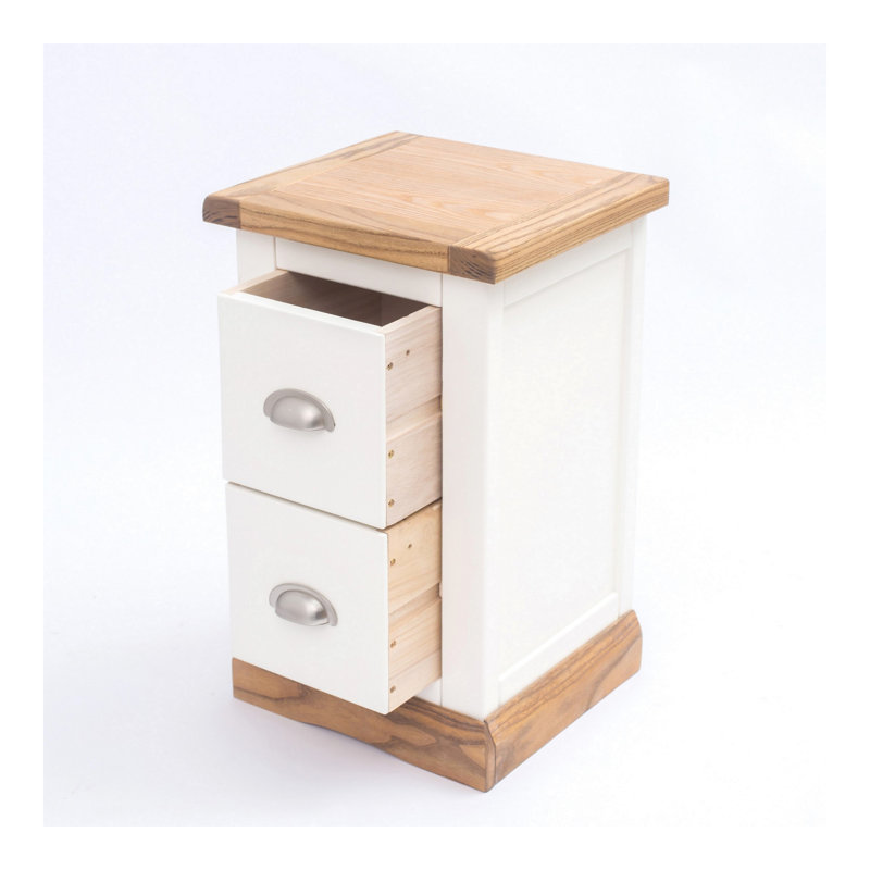 Pittsford 35cm W Plywood / Laminate Board Bedside Table, Chrome Cup, White