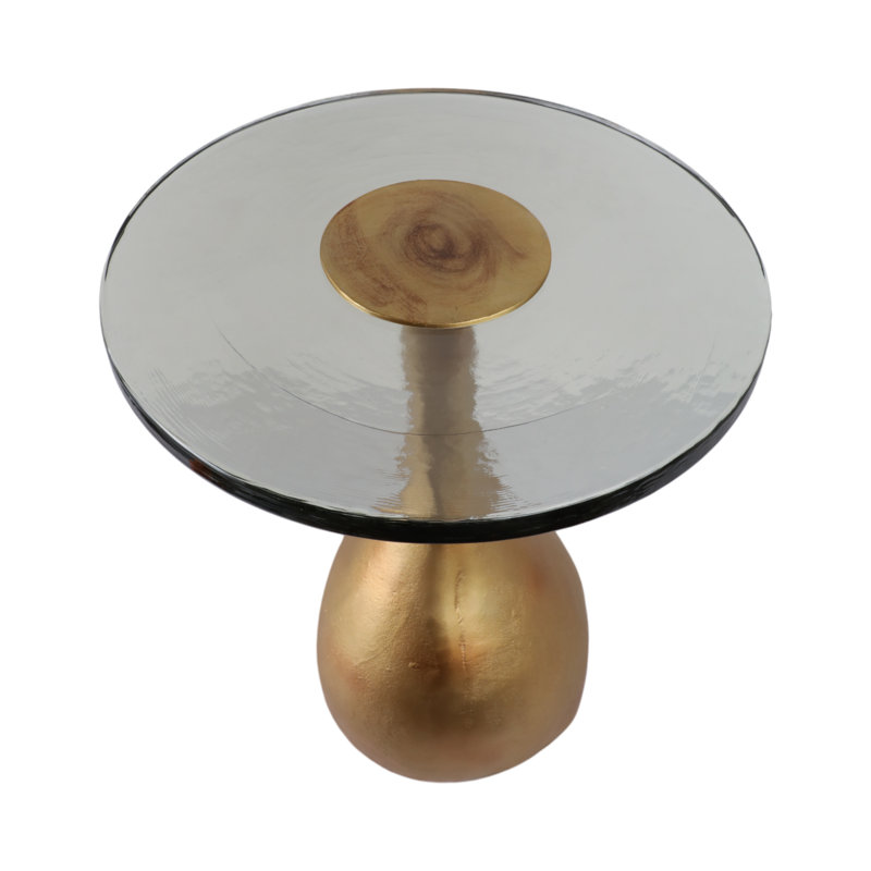 Ernstfried Modern Sculptural Pedestal End Table with Sleek Round Glass Top, Elegant Contemporary Side Table for Living Room, Bedroom, or Entryway Décor - 23"