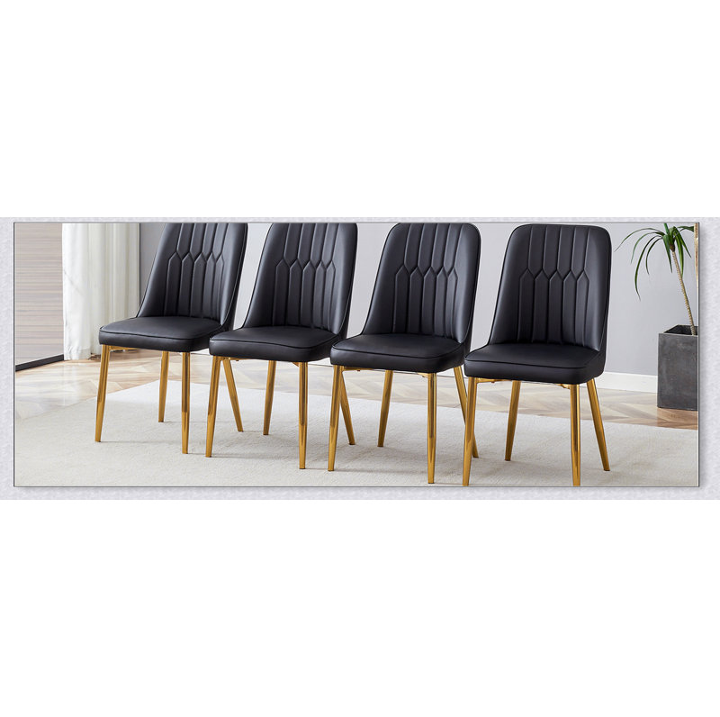 chaises de salle à manger modernes, dossier en cuir de polyuréthane lisse, pieds en métal pour une expérience confortable à la maison pour les cuisines, les chambres et les bureaux.