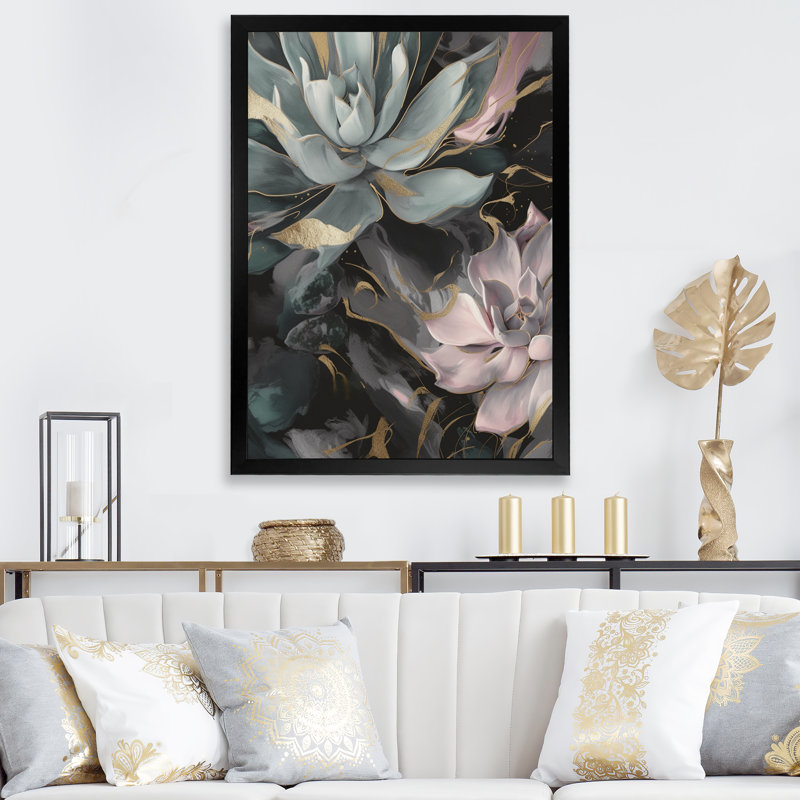 Serenade verte des plantes grasses II - impression, Cadre photo noir, H 40 po x l 30 po x P 1,5 po