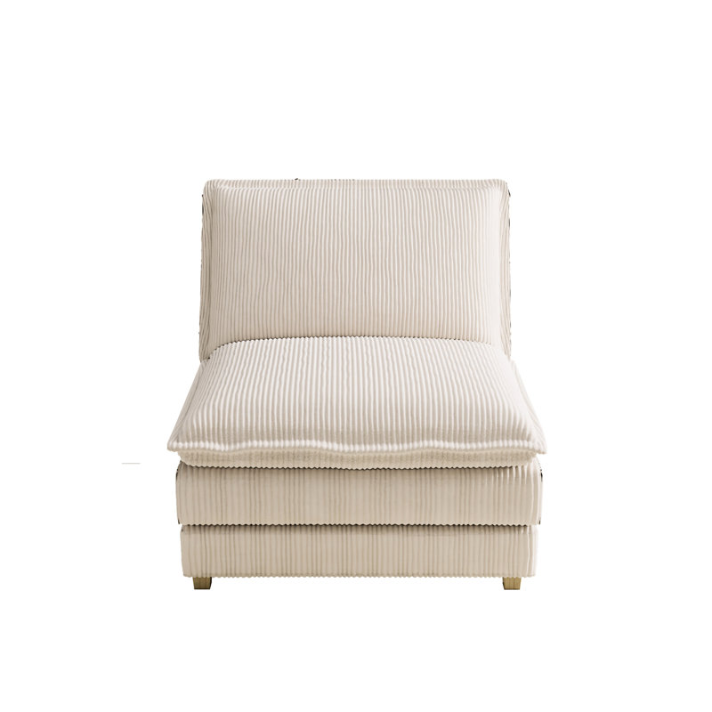 Canapé modulaire beige avec velours côtelé respirant haut de gamme et repose-pieds amovible