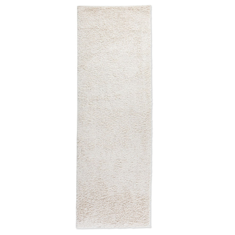 Solid Colour Machine Woven Cream Area Rug, Rectangle 80cm x 240cm