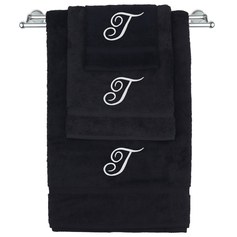 Ensemble de serviettes Marcelline, Noir / blanc, T
