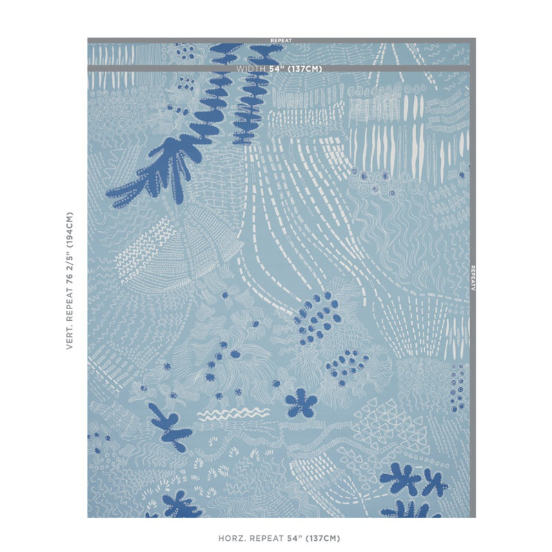 Schumacher x Clements Ribeiro Haven Wallpaper, Teal/Navy
