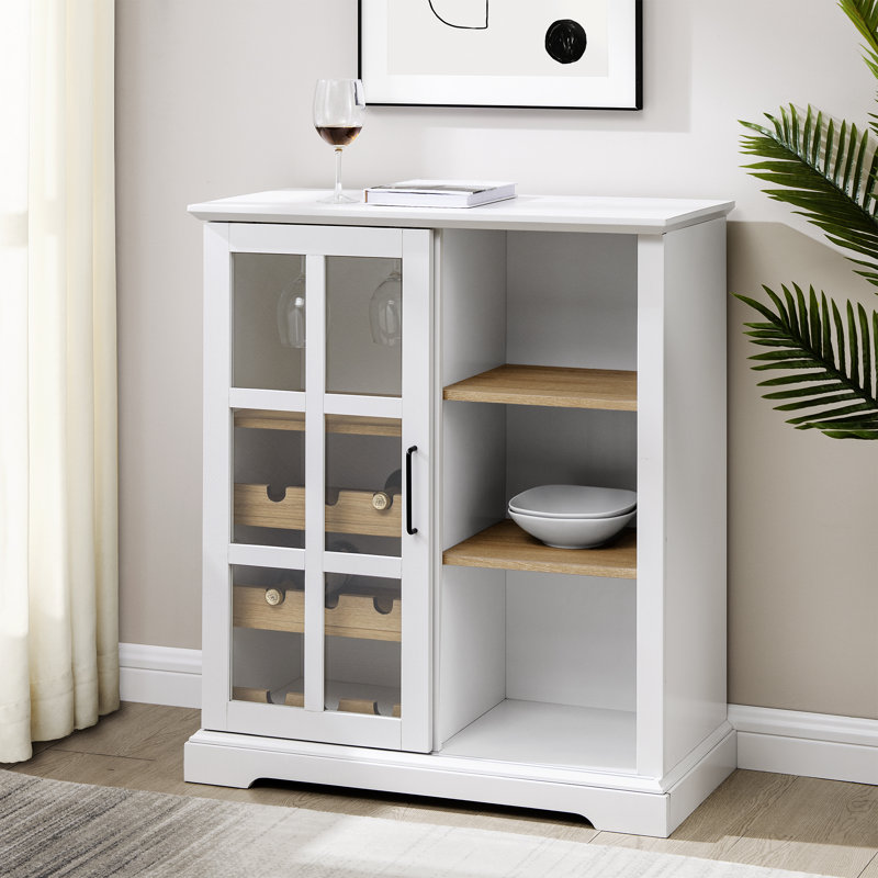 Macaire 80cm Bar Cabinet, White/Light Oak