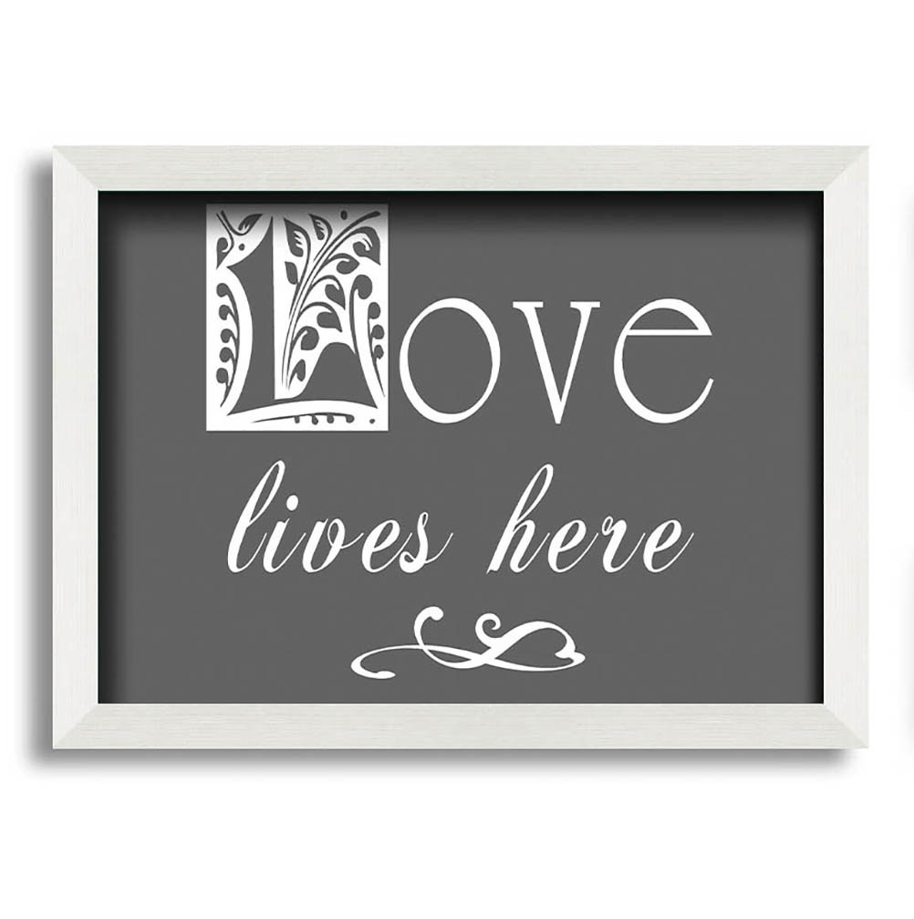 Kimbell Love Quote Love Lives Here Grau Gerahmter Druck Wandkunst