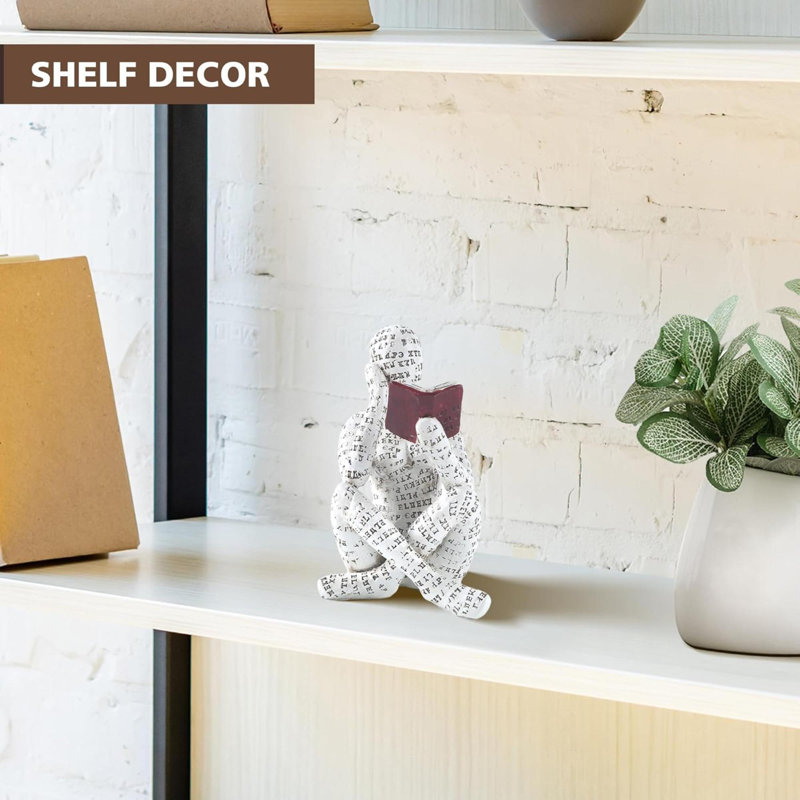 Home Decor Pulp Reading Thinker Statue Aesthetic Sculpture Room Decor Modern Abstract Decoration On Shelf Table Desk For Living Room Office Bedroom A