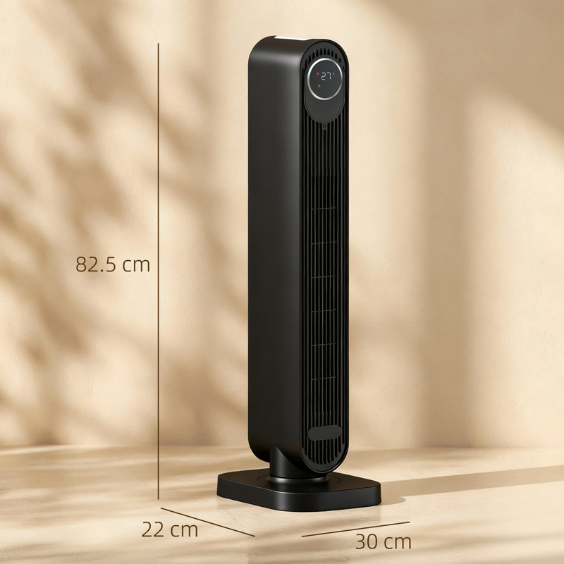 HOMCOM 6824 BTU Electric Tower Space Heater with Adjustable Thermostat, Black