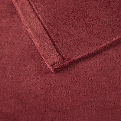 Ensemble de draps en velours 3 pièces, micro peluche, bourgogne, pour lit simple.