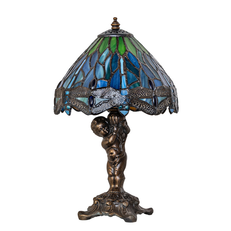 Lampe d'appoint 12 po, Bleu, vert et beige