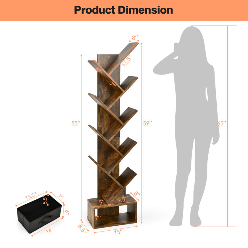 Clarixa Geometric Storage Bookcase, Brown