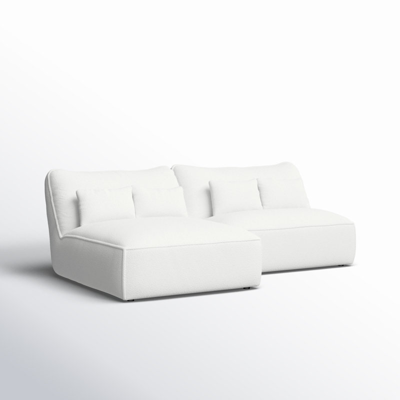 Alston 2 - Piece Modular Upholstered Chaise L-Sectional, White Polyester