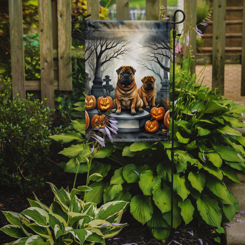 Drapeau de jardin Shar Pei Spooky Halloween