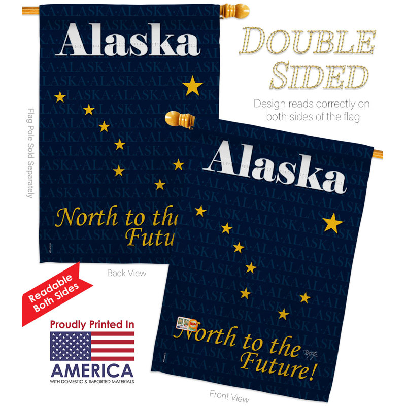 Drapeau de maison en polyester 2 côtés 3 pi 3 po x 2 pi 3 pi Alaska