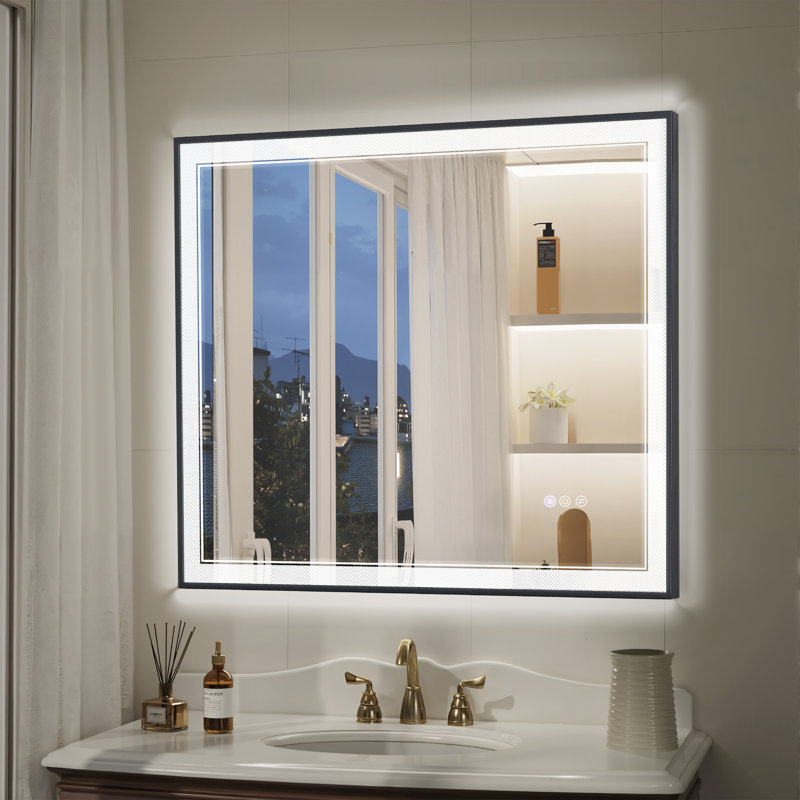 Miroir de salle de bain / de salle de bain à l'avant et à l'arrière en verre trempé anti-buée à DEL, 32 po x 40 po